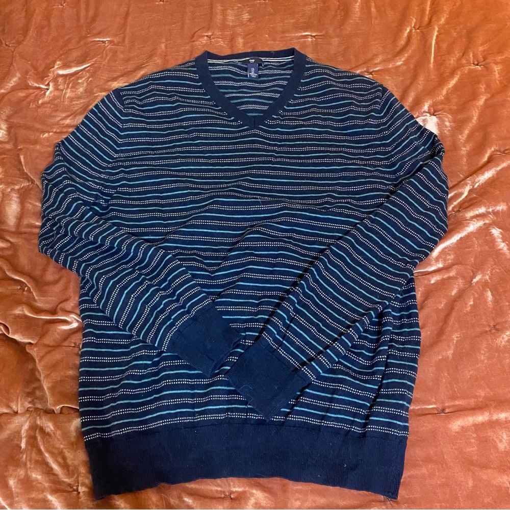 GAP blue stripped sweater v neck new